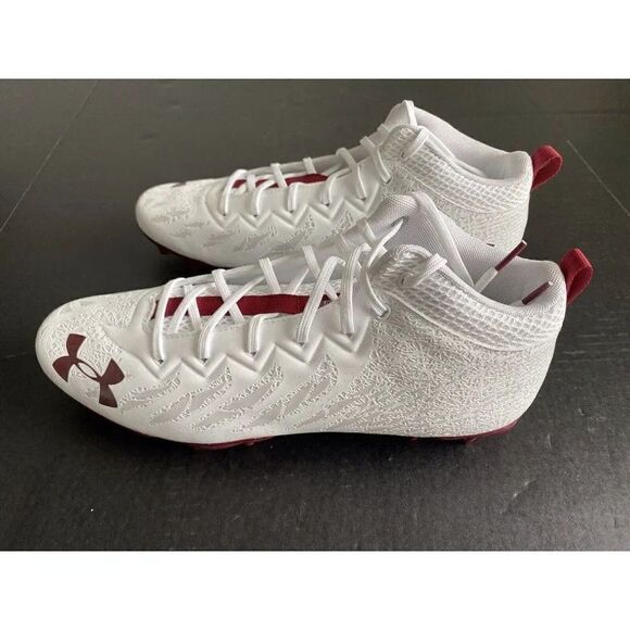 Under Armour Spotlight Football Cleats 4D Foam White/Red 3023963-102 Men’s 13 - Picture 3 of 9